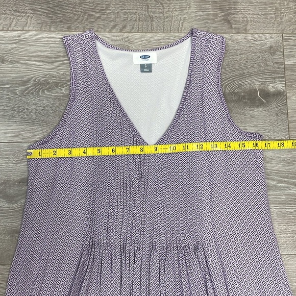 Old Navy Pleated Crepe Purple and White Print Sleeveless Dress S P - Picture 9 of 14